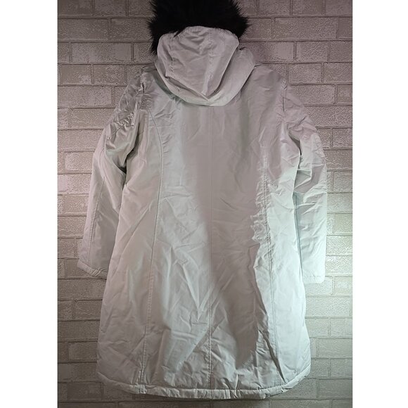 Perry Ellis Portfolio White Faux Fur Collar Mid-Long Winter Coat Women's XL - Picture 4 of 8